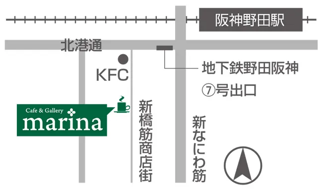 Cafe&Gallery marinaの地図です
